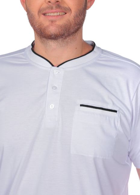 21146A Camiseta hombre, cuello nerú tejido, bolsillo funcional.