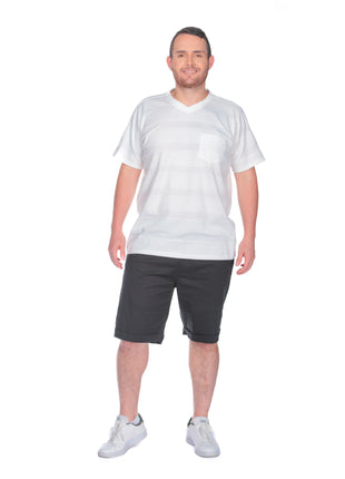 21152A Camiseta hombre, bolsillo funcional, cuello tejido en V.