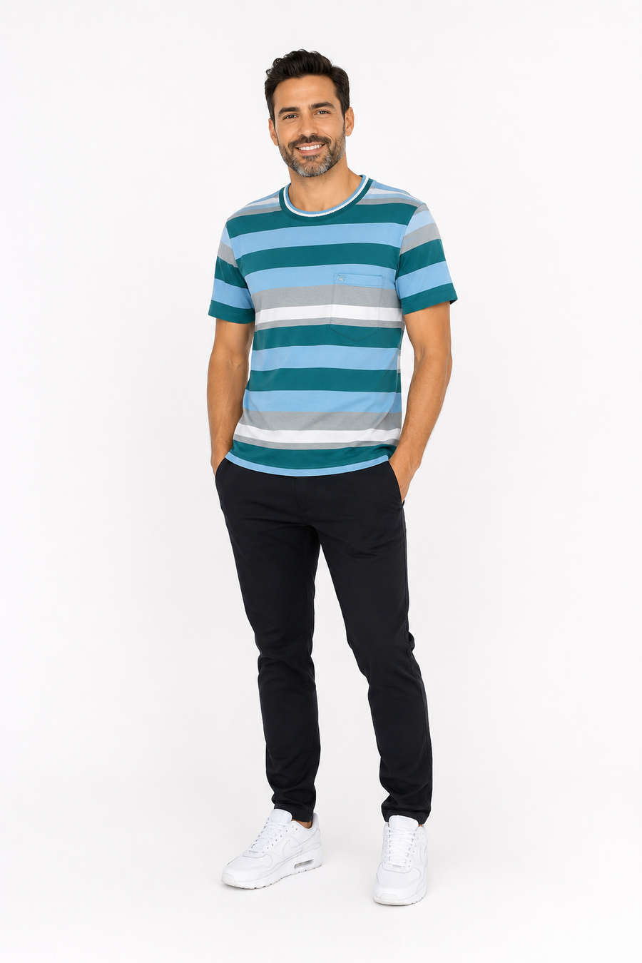 Camiseta rayas cuello redondo hombre