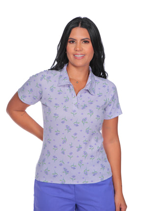 23043B Camiseta silueta ajustada, tipo polo, estampado mini print.