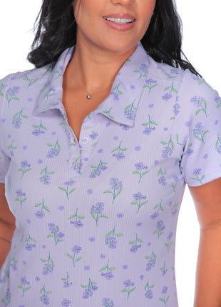 23043B Camiseta silueta ajustada, tipo polo, estampado mini print.