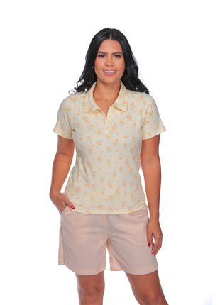 23043B Camiseta silueta ajustada, tipo polo, estampado mini print.
