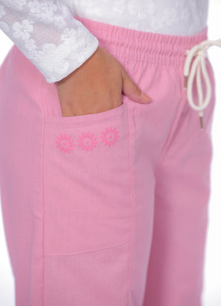 Pantalón lino silueta ajustada 43472A