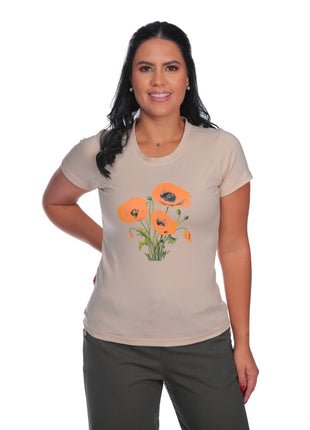 23273B Camiseta silueta ajustada, estampado floral.