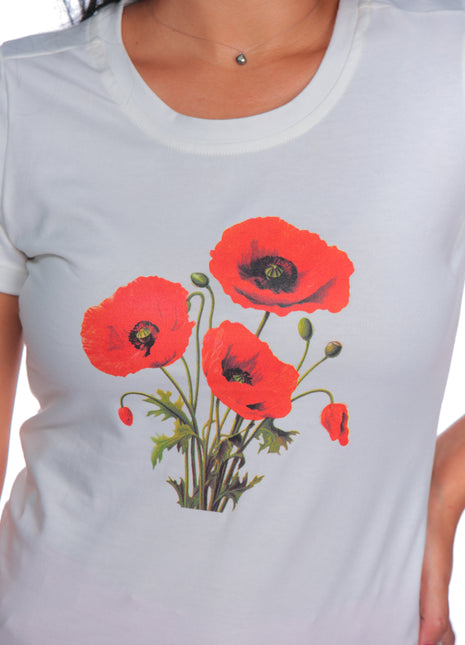 23273B Camiseta silueta ajustada, estampado floral.