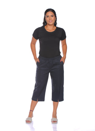 33277A capri silueta ajustada, pretina resortada,corte delantero.