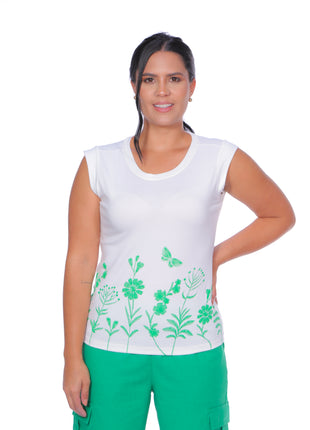 Camiseta manga rodada silueta ajustada 23281B