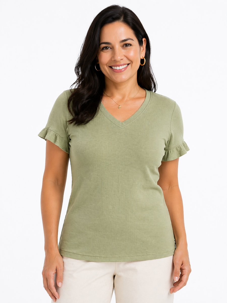 Camiseta cuello en V silueta ajustada