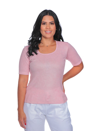 23471A Camiseta silueta ajustada, cuello cuadrado, tela con efecto.