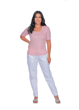 23471A Camiseta silueta ajustada, cuello cuadrado, tela con efecto.