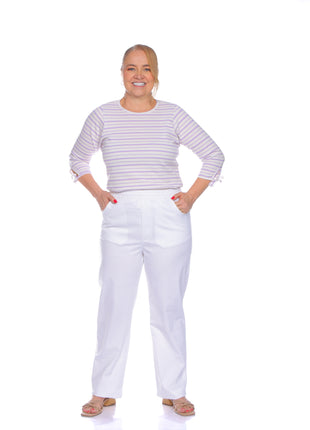 43631B pantalón silueta amplia, bordado en bolsillos.