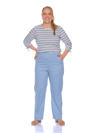 43631B pantalón silueta amplia, bordado en bolsillos.