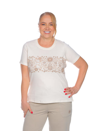 23741B blusón silueta amplia, estampado en frente.