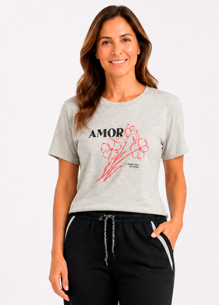 Camiseta cuello redondo silueta amplía 23745B