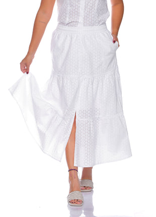 53014A falda silueta ajustada, textura lino.