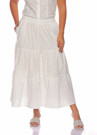 53014A falda silueta ajustada, textura lino.