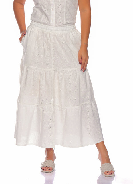 53014A falda silueta ajustada, textura lino.