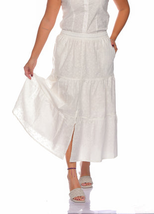 53014A falda silueta ajustada, textura lino.